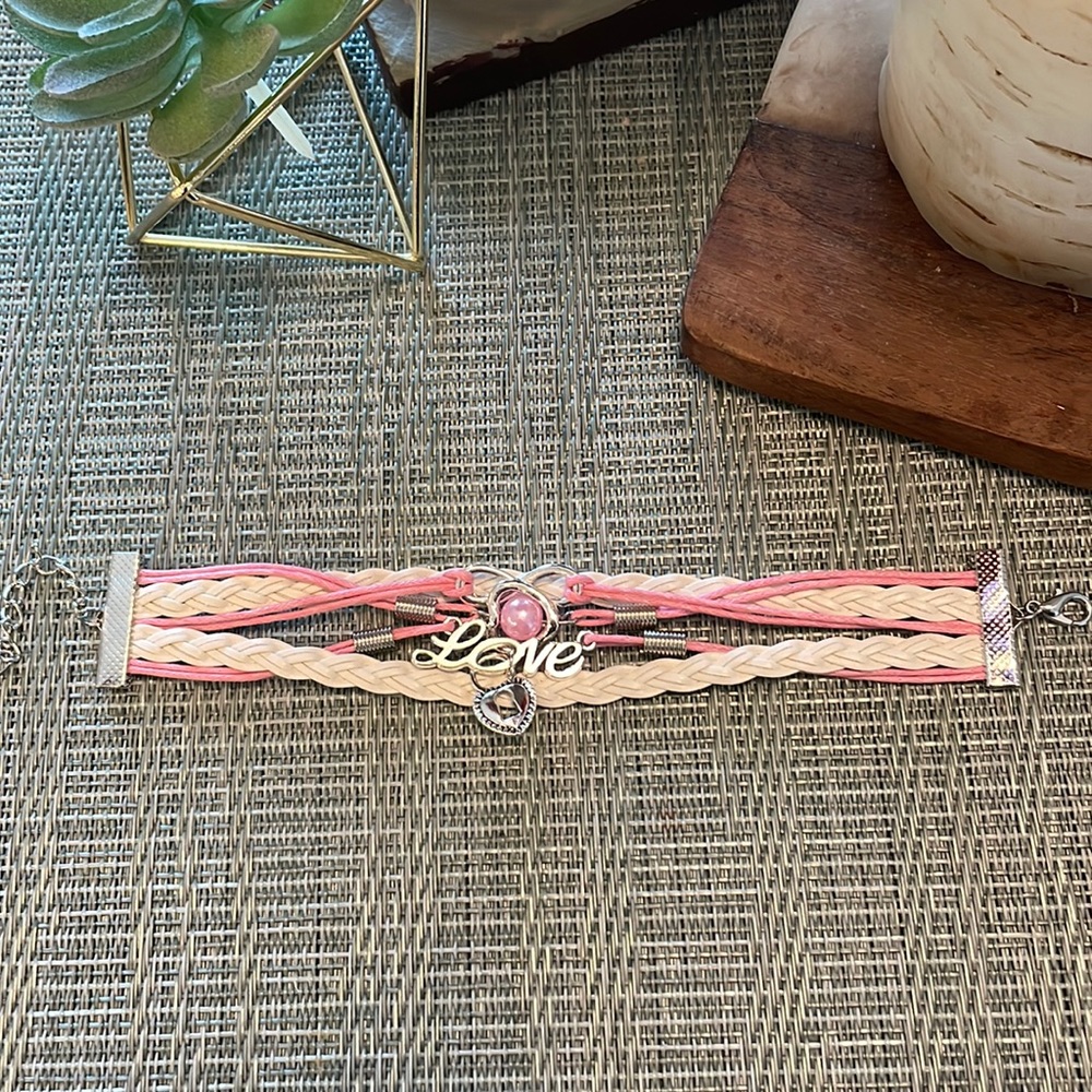 #136 Pink Love Lock Wrap Bracelet